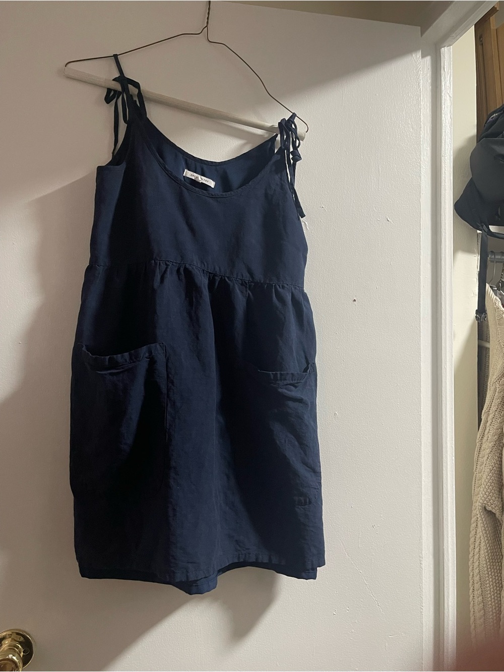 Emerson Fry Navy Tie-Shoulder Pinafore Sundress